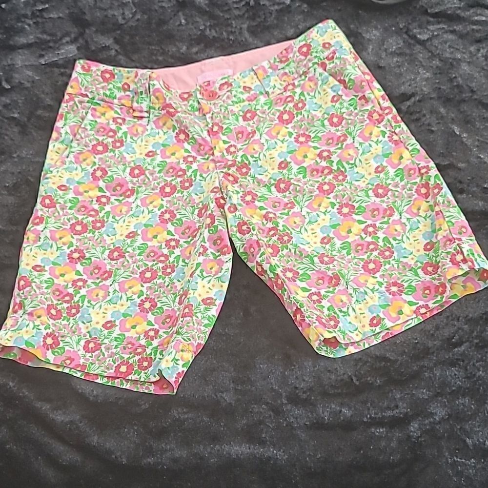 Lilly Pulitzer Pink And Green Floral Shorts